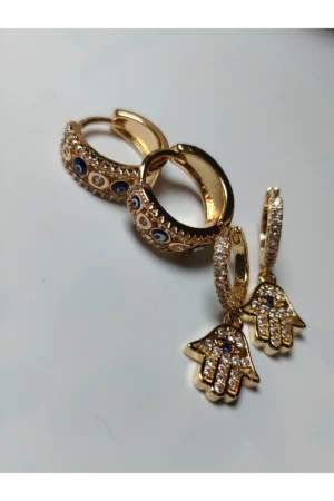 Argollas de protección ojo turco + Manos de fátima.