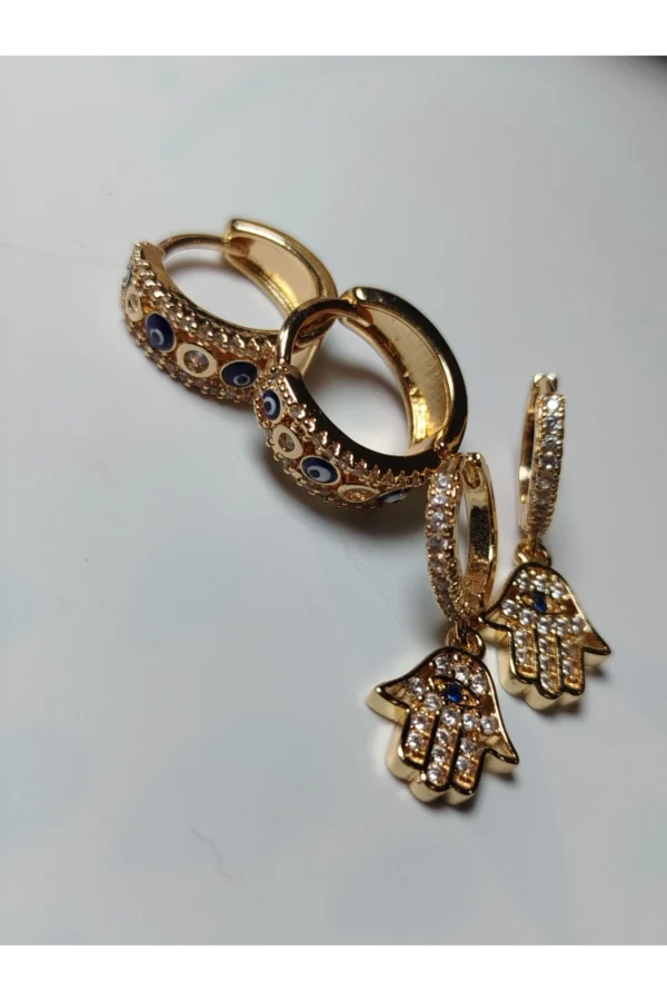 Argollas de protección ojo turco + Manos de fátima.